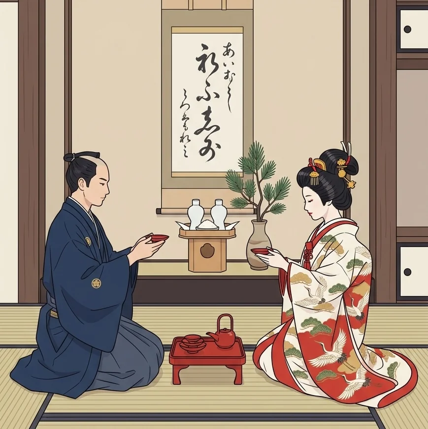 武士の時代の結婚式（三三九度）